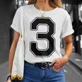 【バックプリント・背中側】3 数字 背番号 ユニフォーム ナンバー【ブラック／黒の文字】スポーツ 野球 サッカー 部活 Tシャツ 彼女への贈り物