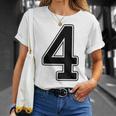 【バックプリント・背中側】4 数字 背番号 ユニフォーム ナンバー【ブラック／黒の文字】スポーツ 野球 サッカー 部活 Tシャツ 彼女への贈り物