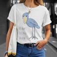 【バックプリント・背中側】ハシビロコウさん 『セルフィー』鳥【どうぶつフレンズ 】動物園 ゆるくて かわいい イラスト Tシャツ 彼女への贈り物