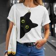 【覗くネコ】黒猫 にゃんこ 猫好き 猫 可愛い ネコ 子猫 ネコ好き 面白い 変な 遊び心 ネタ ウケ狙い おもしろ Tシャツ 彼女への贈り物