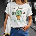かわいいチョコミントアイスクリームコーン 日本の「なにがすき Tシャツ 彼女への贈り物