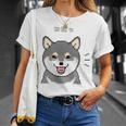 にぱっと笑う黒柴 柴犬のドット絵 Tシャツ 彼女への贈り物