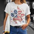 アメリカ国旗 愛国的な犬と猫の足跡プリント 7月4日 犬 Tシャツ 彼女への贈り物