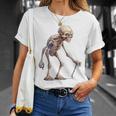 エイリアン スケルトン クリーチャー 松葉杖 スティック Tシャツ 彼女への贈り物