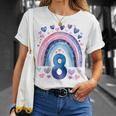 キッズ 誕生日 8 女の子 レインボー 水彩 8歳 Tシャツ 彼女への贈り物