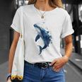 クジラ 水彩 海洋 動物 海の生物 青くじら デザイン Tシャツ 彼女への贈り物