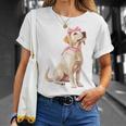 コケットボウ ラブラドールレトリバー 犬 ラボ ママ ピンクリボン 女の子 Tシャツ 彼女への贈り物