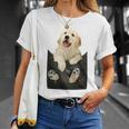 ゴールデンレトリバー ポケットに入った子犬 長袖tシャツ Tシャツ 彼女への贈り物