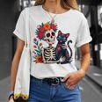 スケルトン ハグ 猫 シュガー スカル Día Los Muertos ハロウィン Tシャツ 彼女への贈り物