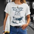 スローサンデーブッククラブ 本好きの猫 Tシャツ 彼女への贈り物