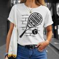 テニスラケット ボール シルエット 面白い スポーツ選手 コーチファン Tシャツ 彼女への贈り物