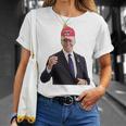 トランプの帽子をかぶったバイデンの陽気なグラフィック 長袖tシャツ Tシャツ 彼女への贈り物