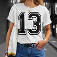 ナンバー13 カレッジスポーツチーム 黒文字 Tシャツ 彼女への贈り物