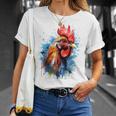 ニワトリ 動物 絵画 グラフィック 抽象 カラフル チキン Tシャツ 彼女への贈り物
