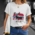 ノルウェー デザイン ヘラジカ ノルウェー国旗 自然 服装 北欧 長袖tシャツ Tシャツ 彼女への贈り物