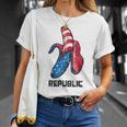 バナナ アメリカ国旗 パトリオット アメリカ パーティー ファニー フルーツ リパブリック Tシャツ 彼女への贈り物