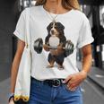 バーニーズマウンテンドッグ ウェイトリフティング フィットネスジム Tシャツ 彼女への贈り物