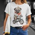 パグ いぬ イラスト パグ好き 犬好き 自転車 かわいい おもしろ レトロ かっこいい Tシャツ 彼女への贈り物