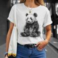 パンダ アニマルプリント グラフィック デッサン アート 絵画 パンダ Tシャツ 彼女への贈り物