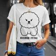 ビションフリーゼ 犬 怒る かわいい おもしろ イラスト シンプル 簡単 Bichon Frise 長袖tシャツ Tシャツ 彼女への贈り物