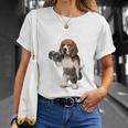 ビーグル 犬 ダンベル 筋トレ 筋肉 ワークアウト ジム Tシャツ 彼女への贈り物