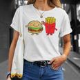 フライドポテト ハンバーガー チーズバーガー 友達 ファストフード フライドポテト Tシャツ 彼女への贈り物