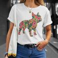 フレンチ ブルドッグ フラワー フローラル フレンチ ドッグ シルエット 犬 ペット Tシャツ 彼女への贈り物