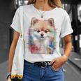 ポメラニアン 抽象画 グラフィック 絵画 動物 ポメラニアン Tシャツ 彼女への贈り物