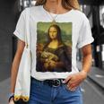 モナ・リザとオレンジ色の猫 面白いアートの絵 Tシャツ 彼女への贈り物