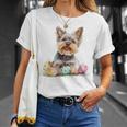 ヨーキー ヨークシャーテリア 犬種 ハッピーイースター メンズ レディース Tシャツ 彼女への贈り物