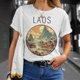 ラオスの風景 アールデコ Tシャツ 彼女への贈り物