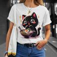 ラーメン猫かわいいアニメ猫ラーメン愛好家甘い Tシャツ 彼女への贈り物
