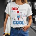 レッド ホワイト クールなアメリカ国旗 アイスキャンディー 面白い 7月4日 長袖tシャツ Tシャツ 彼女への贈り物