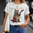 ロックンロール ギター 猫 ビンテージ Rock ギタリスト 猫 長袖tシャツ Tシャツ 彼女への贈り物