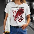 問題解決 血まみれのシャツ 血まみれのホラー Tシャツ 彼女への贈り物