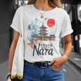 奈良 日本 市街地 旅行 お土産 和 水彩 行楽 Tシャツ 彼女への贈り物