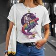 宇宙飛行士tレックス 恐竜 宇宙人 宇宙人 惑星 銀河 Tシャツ 彼女への贈り物