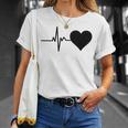 心電図のパターン ハートカラー ブラック Tシャツ 彼女への贈り物