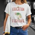 教育は重要ですが、釣りは重要です 面白い 長袖tシャツ Tシャツ 彼女への贈り物
