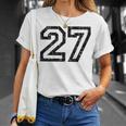 数字 27 ヴィンテージ ブラックホワイト Tシャツ 彼女への贈り物