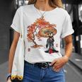 日本 浮世絵 京都 嵯峨 紅葉 和傘 美人 着物 Tシャツ 彼女への贈り物