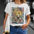 日本 浮世絵 滋賀 琵琶湖 竹生島 弁財天 竜 龍神 バックプリント Tシャツ 彼女への贈り物
