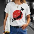 日本 赤 太陽 日本 列島 地図 かっこいい 国旗 スタイル Tシャツ 彼女への贈り物