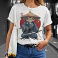 日本の侍カエルの戦士浮世サムライヒキガエルバックプリント。 Tシャツ 彼女への贈り物