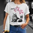 日本美術 メインクーン 猫 桜 桜 Tシャツ 彼女への贈り物