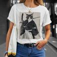日本美術 猫 忍者 浮世絵 アニメ風 侍猫 長袖tシャツ Tシャツ 彼女への贈り物