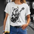 犬 ギタリスト ギター ペンブローク ウェールズ コーギー パパ ママ Tシャツ 彼女への贈り物