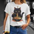猫 ラーメン グラフィック 日本語 カワイイ アニメ 面白い ラーメン 猫 長袖tシャツ Tシャツ 彼女への贈り物