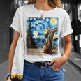 芸術的なシマリスシャツ ゴッホスタイル 星月夜 シマリス Tシャツ 彼女への贈り物
