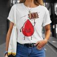 血液型 Ab 血液ドロップ シールドハート付き Tシャツ 彼女への贈り物